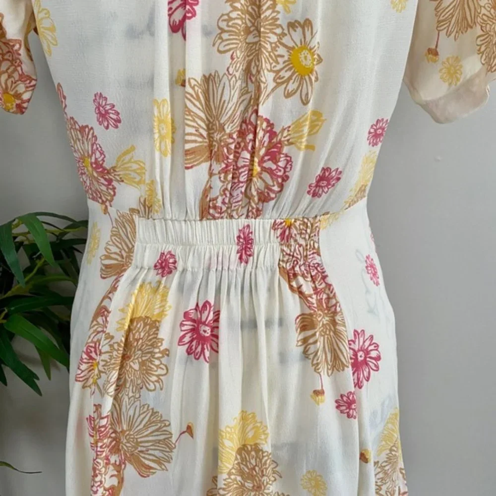 Free People Hawaii Short Sleeve Mini Dress in Cream with Floral - Picture 11 of 15